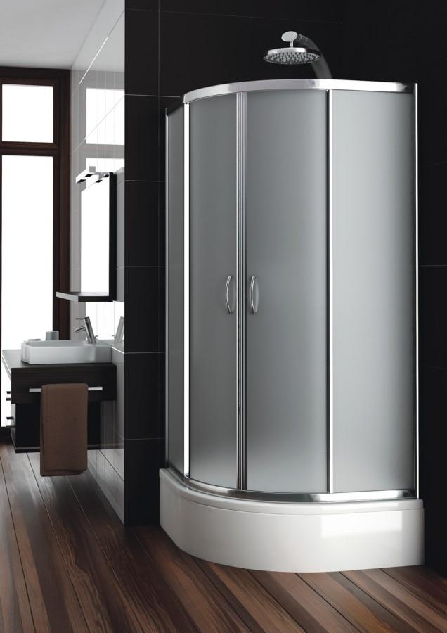 Cabina Dus Semirotunda 80x80x167 Cm Sticla Satinata Nigra